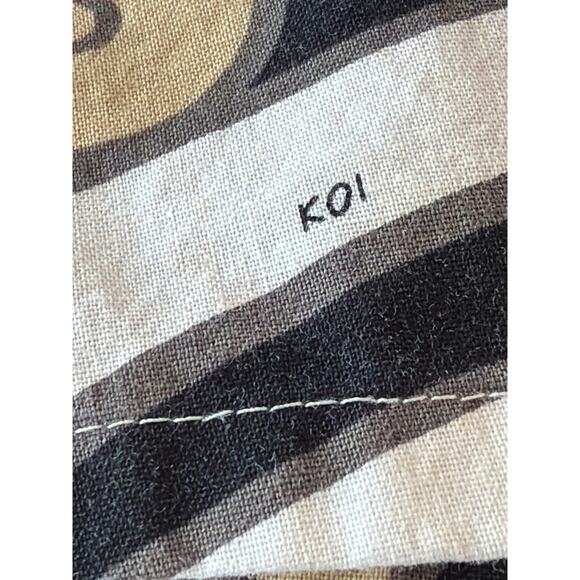 Koi Print Scrub Top Women’s M Teal Brown Purple Cotton Shirred Sleeve Pockets - Picture 9 of 11